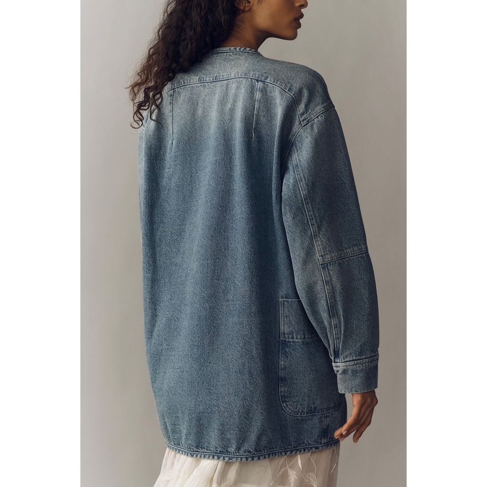 Pilcro Anthropologie Denim Chore Jacket Utility Oversized Lightwash New M. - Picture 2 of 7